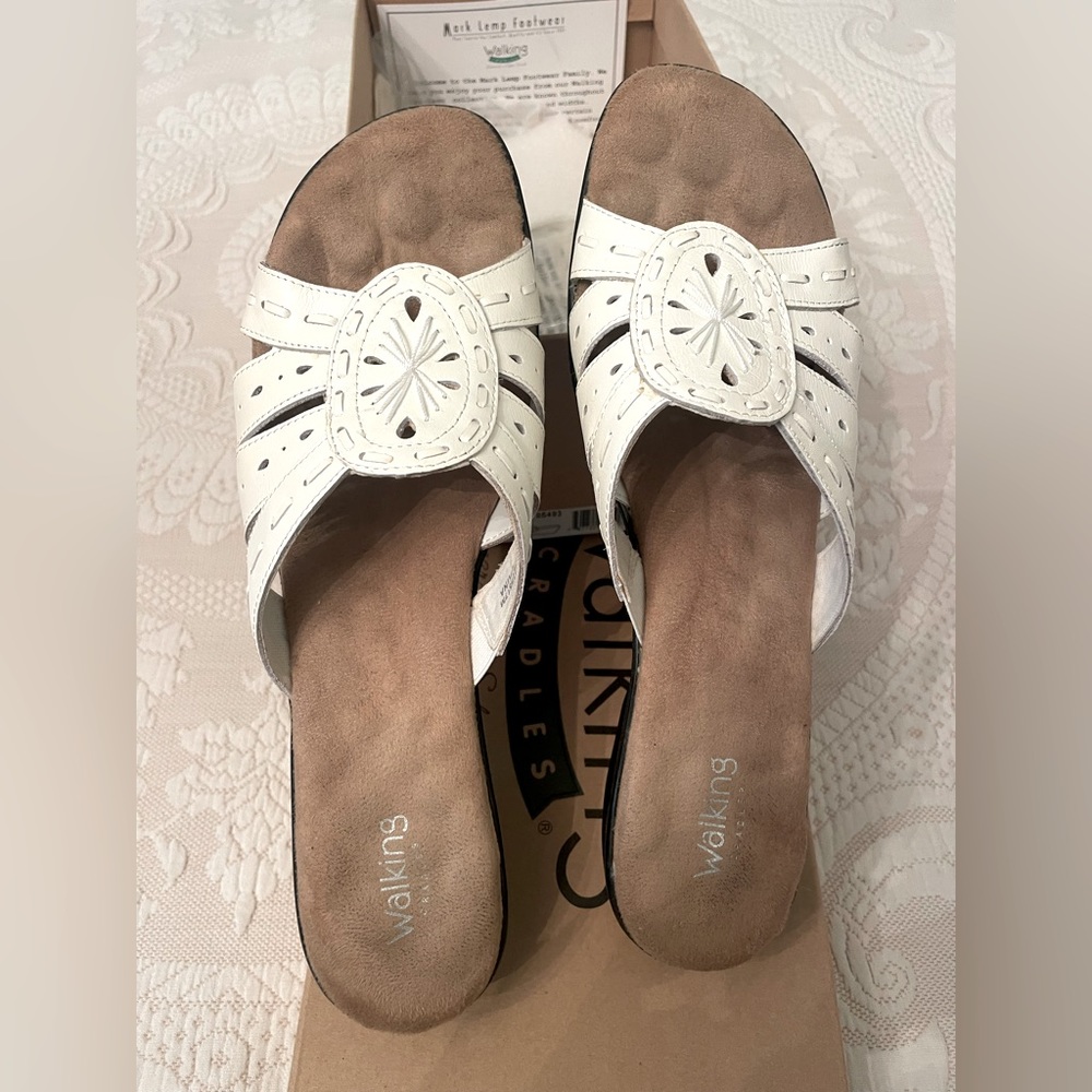 Walking Cradles white sandals